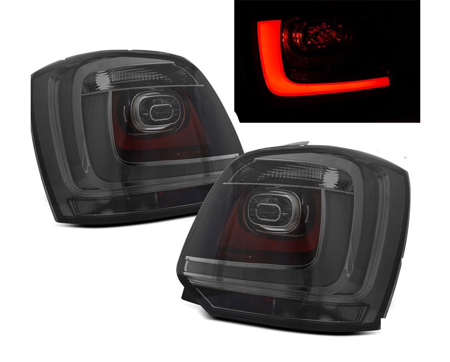 Taillights VW Polo 6R 09- Black/Smoke LED Tube