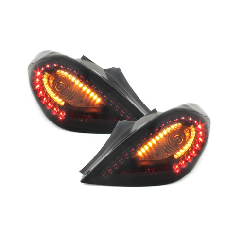 Opel Corsa D 06-14 3-door LED taillights  black/smoke with dynamic indicator