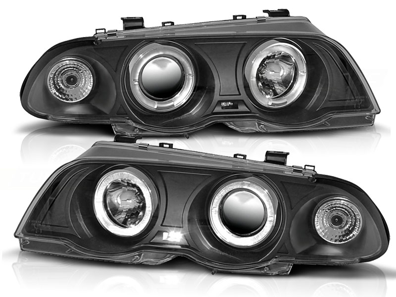 Headlights BMW E46 sedan 98-01 Angel Eyes Black