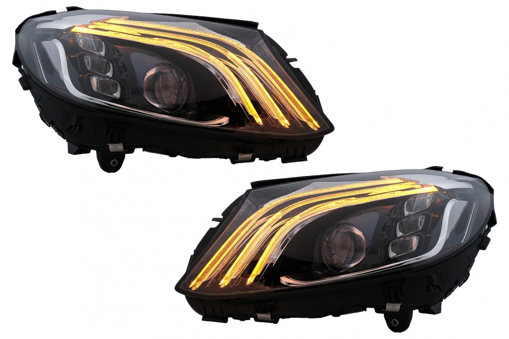 Headlights Mercedes C-Class W205 Full LED Tube Black